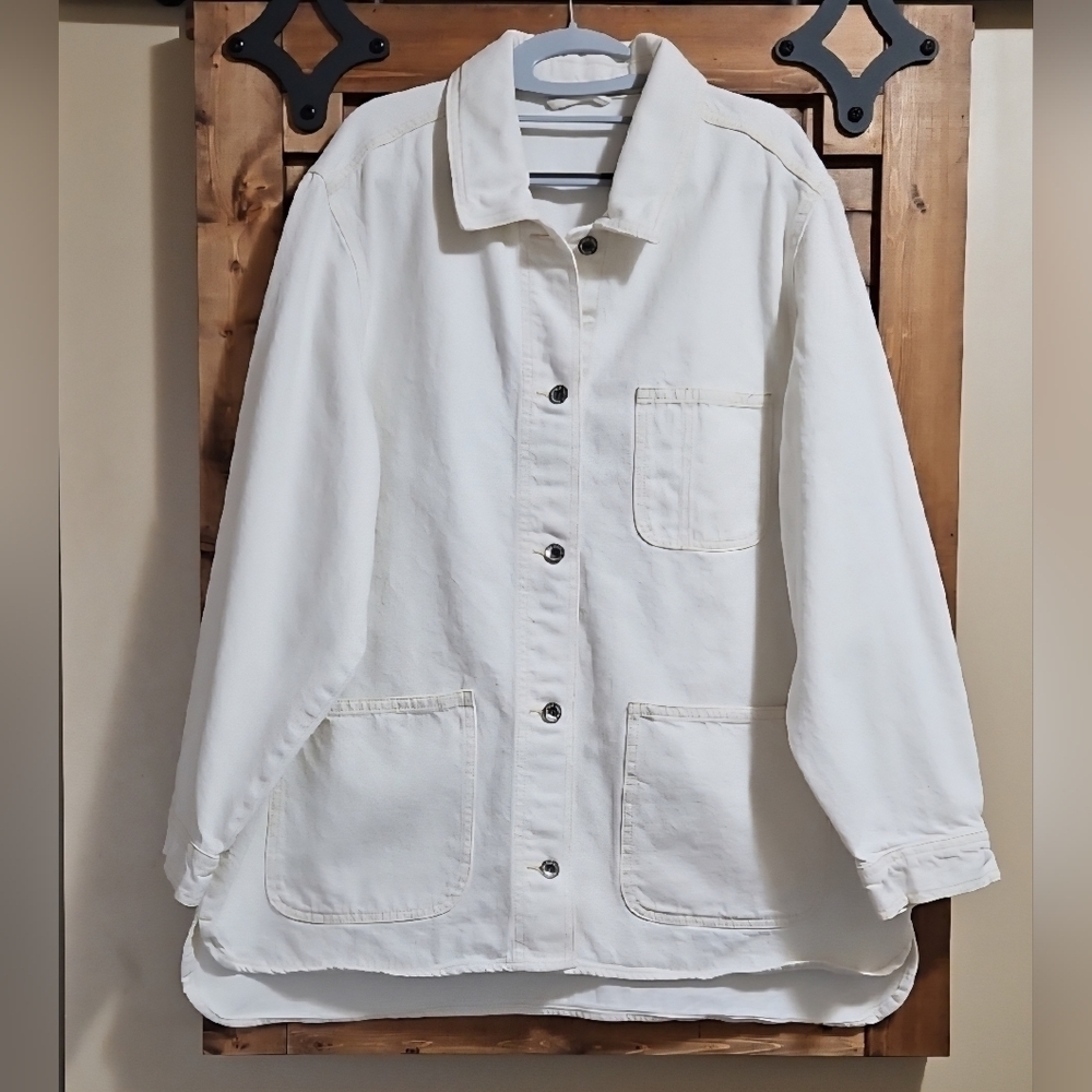 Old Navy White Cotton Oversize Denim Shacket Est. Size 2X
